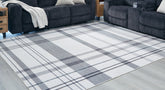 Prime Furniture - Ashley Furniture - Kaidlow Rug - 7'7" x 9'8" Washable Rug / Gray/Cream - R405911